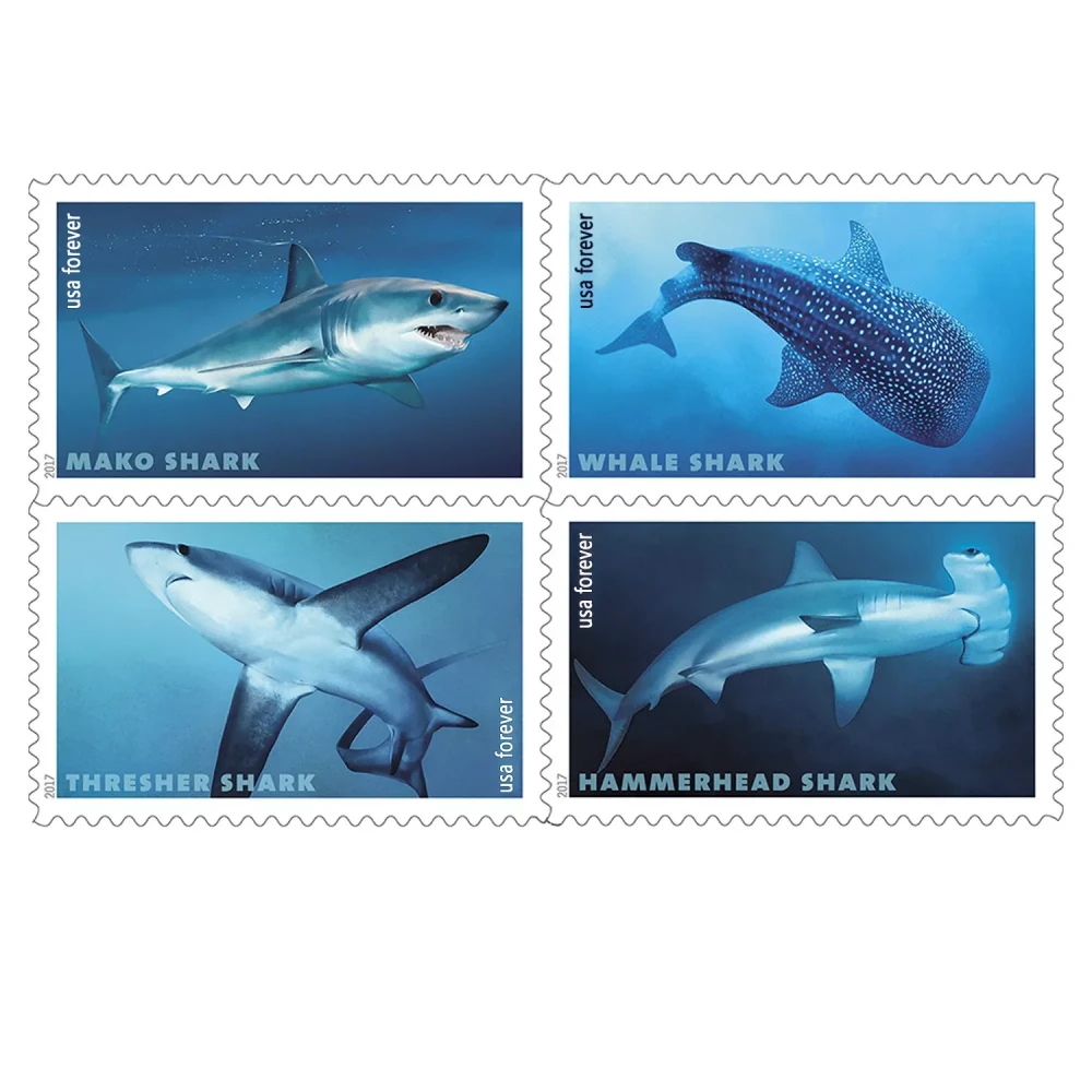 2017 USPS Shark First Class Forever Postage Stamps