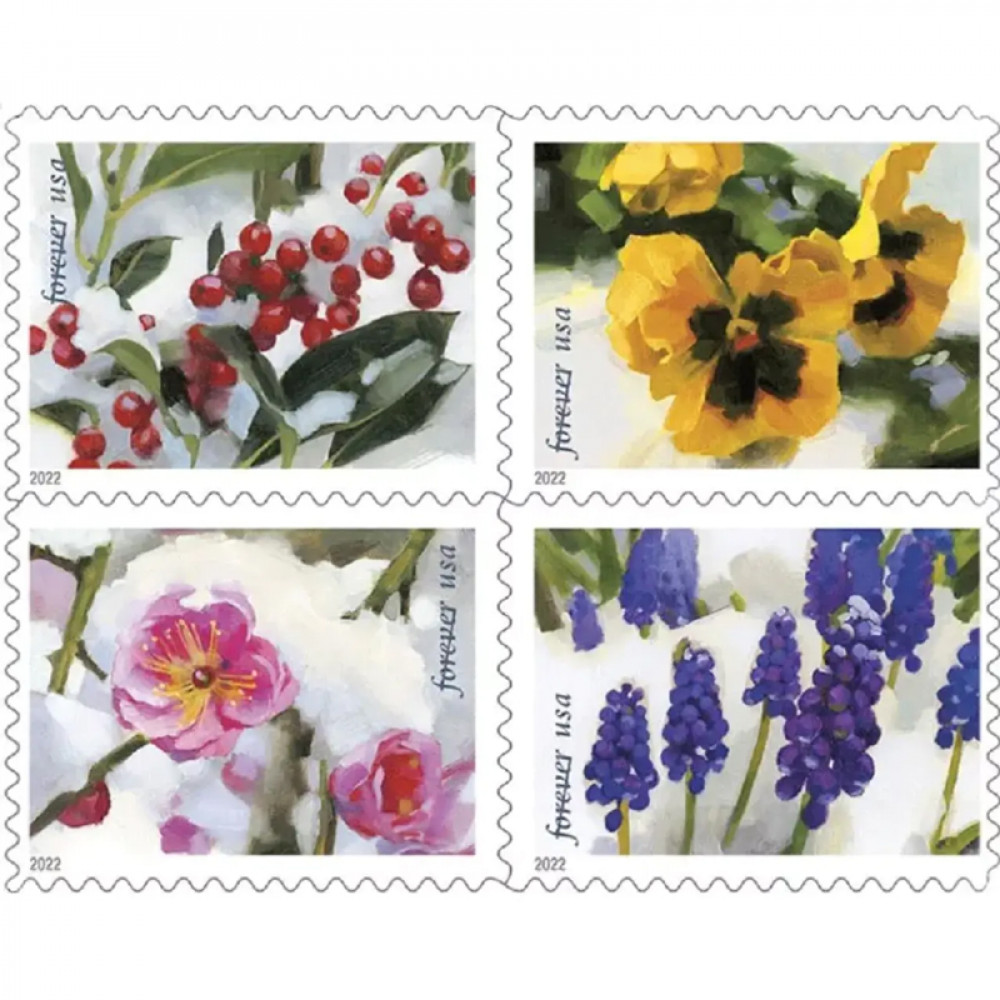 2022 USPS Snowy Garden Beauty Forever Postage Stamps